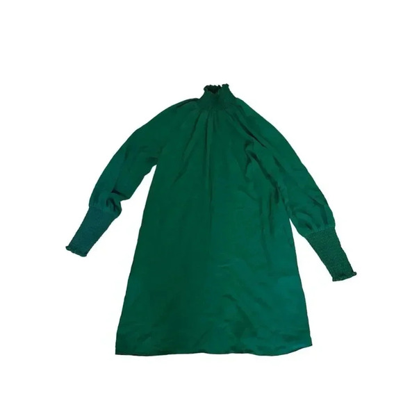 Amanda Uprichard Green Naoemi Dress Turtleneck Mini Long Sleeve Smocked Sz S - Picture 6 of 13